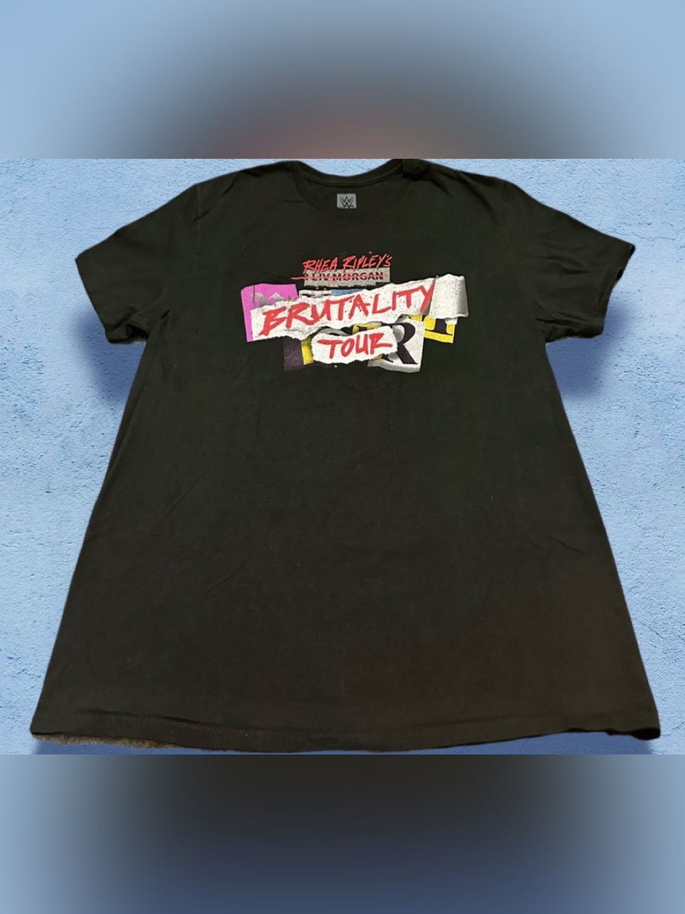 WWE Black 'Brutality Tour' Graphic Tee with Multicolor Print XL
